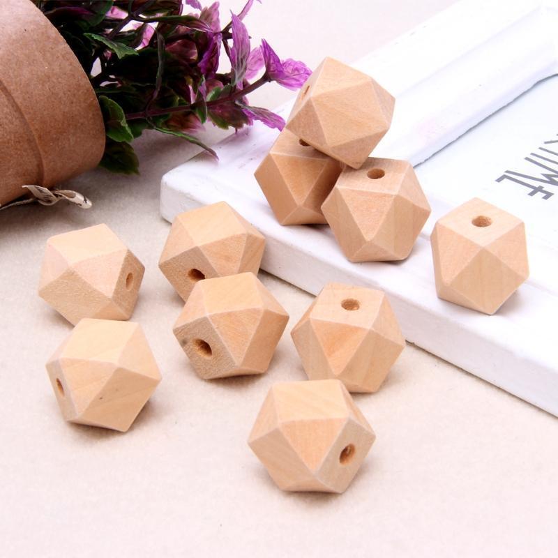 10pcs Wooden Geometric Natural Unfinished Beads For Jewelry Necklace Making 10mm