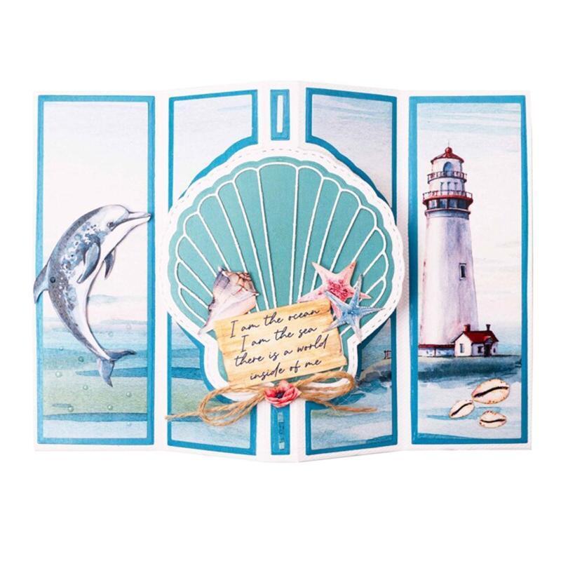 Rectangle Conch Shell Frame Metal Die Cuts Animal Frames Card Cutting Dies Cut