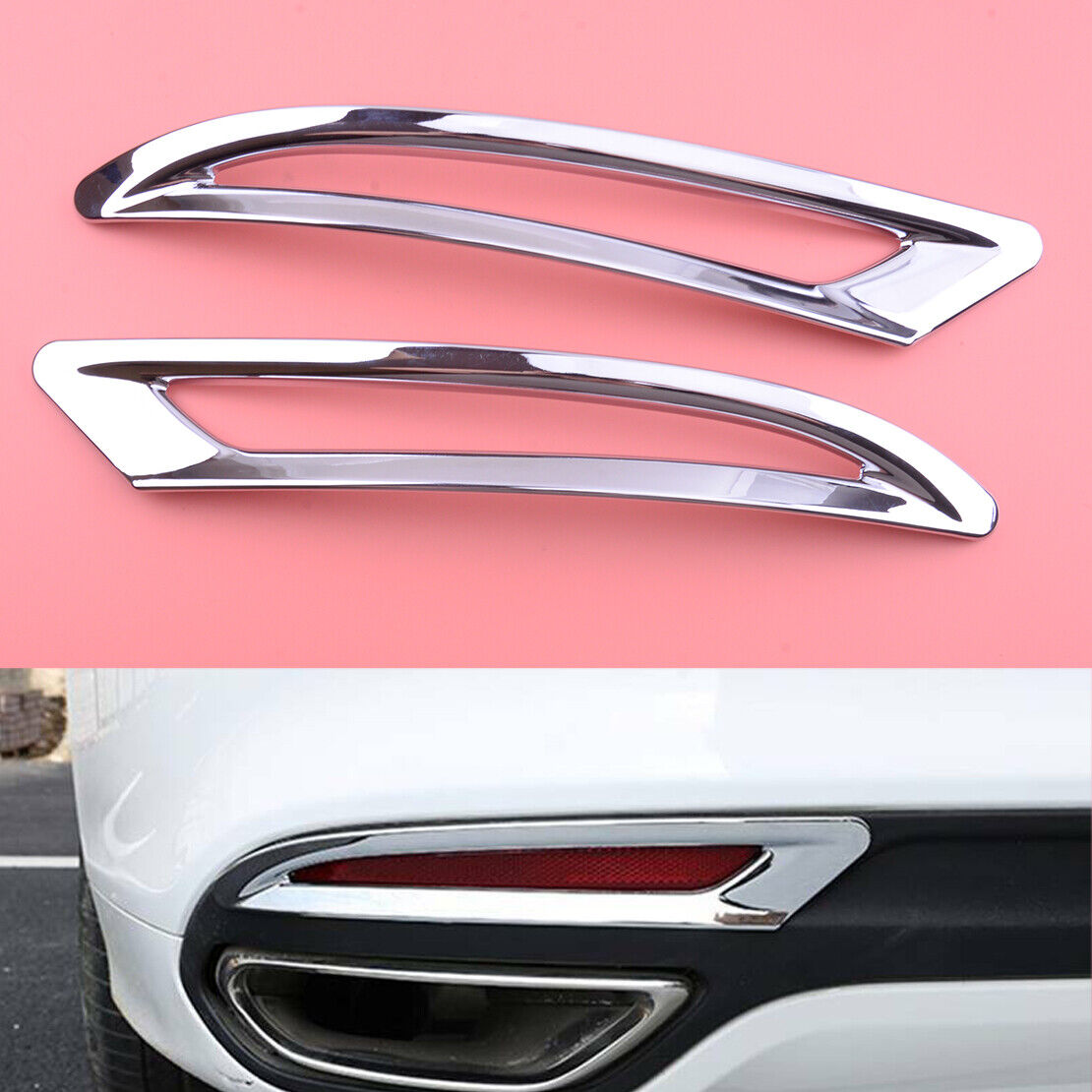 Set Chrome Rear Reflector Fog Light Lamp Cover Trim Fit for Ford Fusion Mondeo