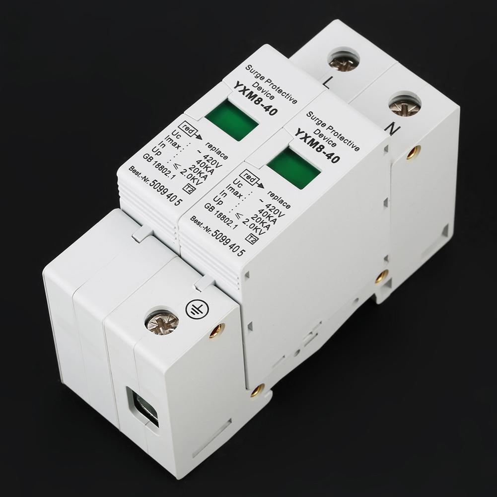2 Poles SPD DC 420V 2P 20KA-40KA Low-voltage Arrester House Surge Protector