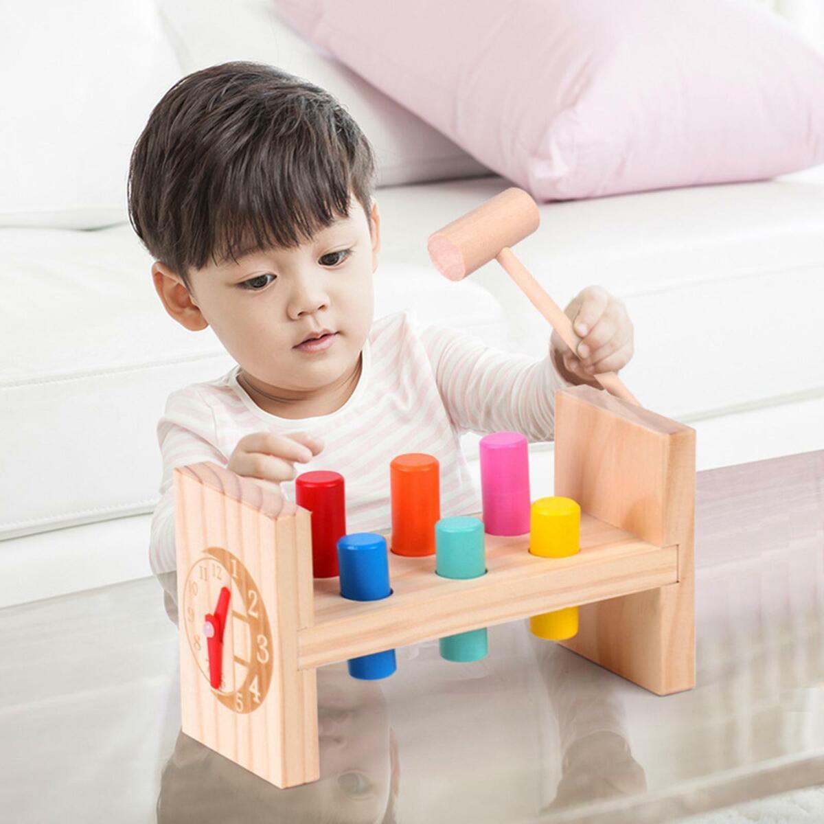 Wooden Pounding Bench with Mallet -Eye Coordination  Toddler