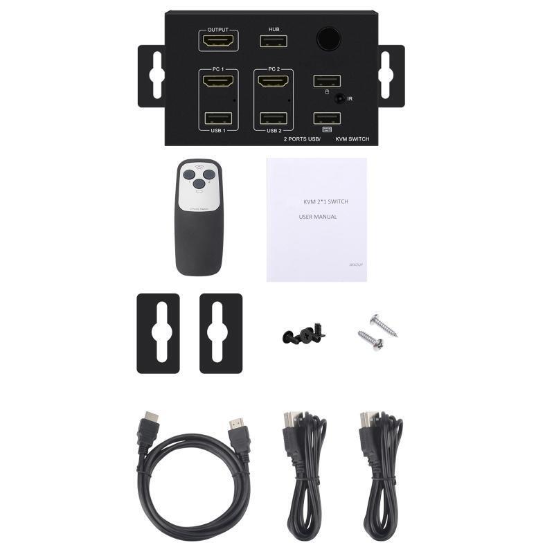 KVM Switch 2 Port Support Keyboard Switch HDMI-com USB Switcher for 2PC Share