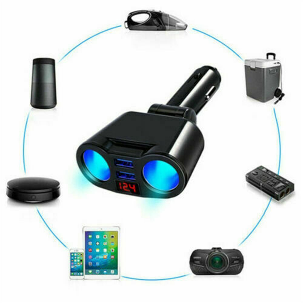 Charging Auto Car Cigarette Lighter 2 Way Dual Adapter Car Charger Charger Plug