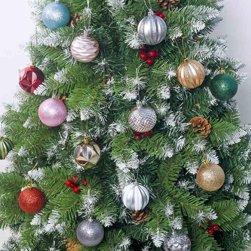 6Pcs/ Christmas Ball Ornaments Iron Wire Glitter Sequins Scales Pendant Decor