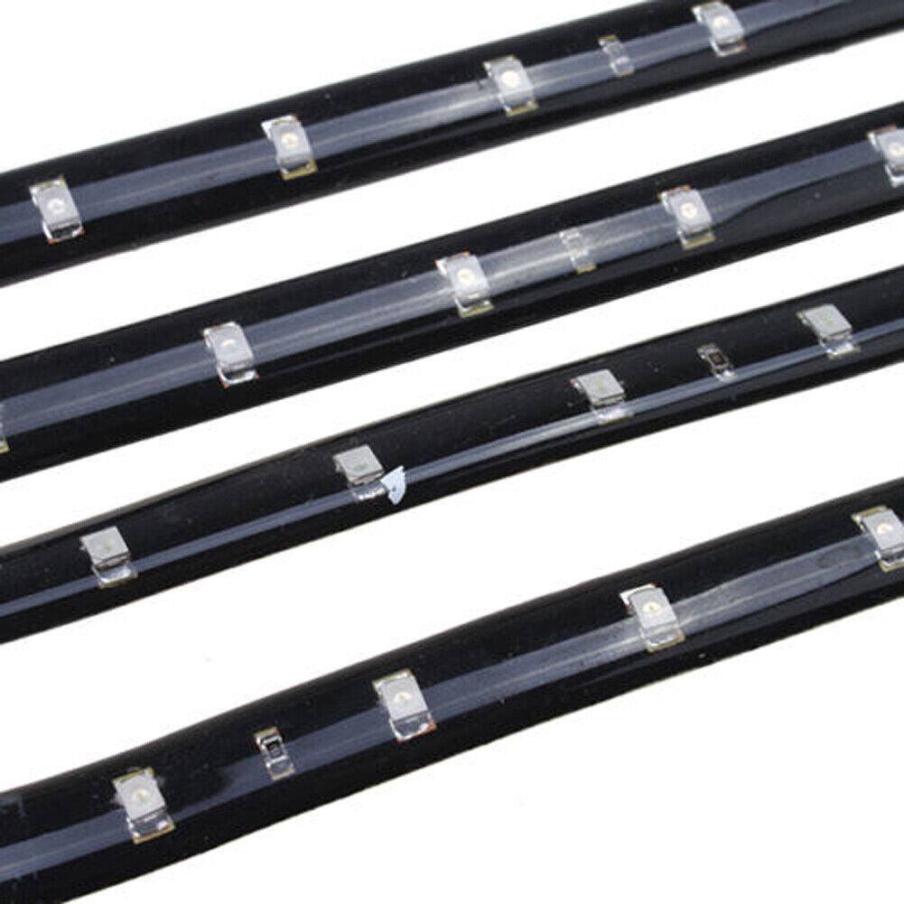 Blue 4pcs 30CM/15 LED Car Motors Truck Flexible Strip Light Waterproof 12V