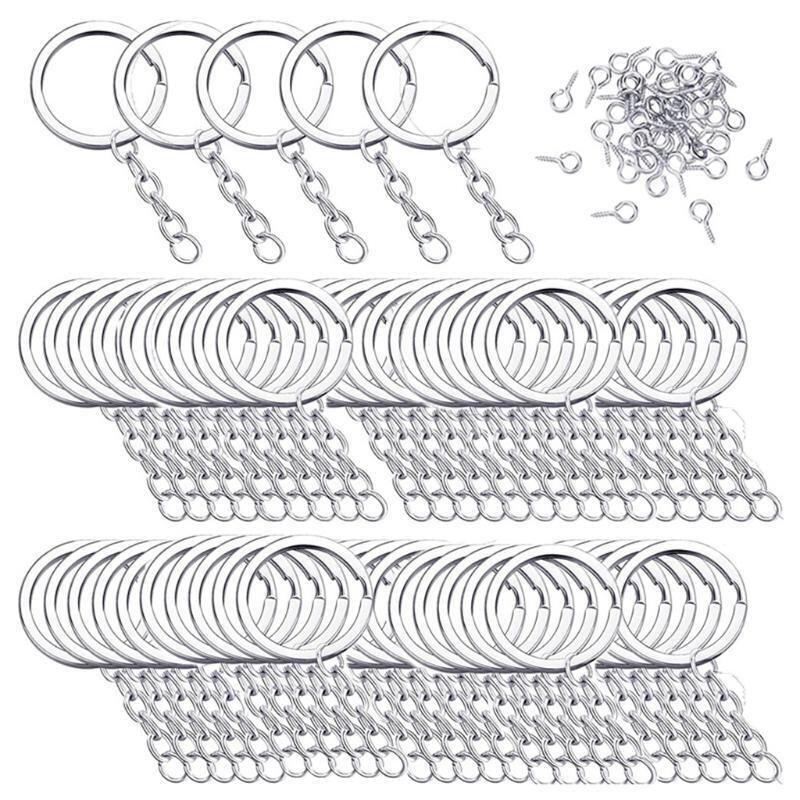 150 Pcs Key Chain Rings Kit with Screw Eye Pins Findings for DIY Crafts Jewelry