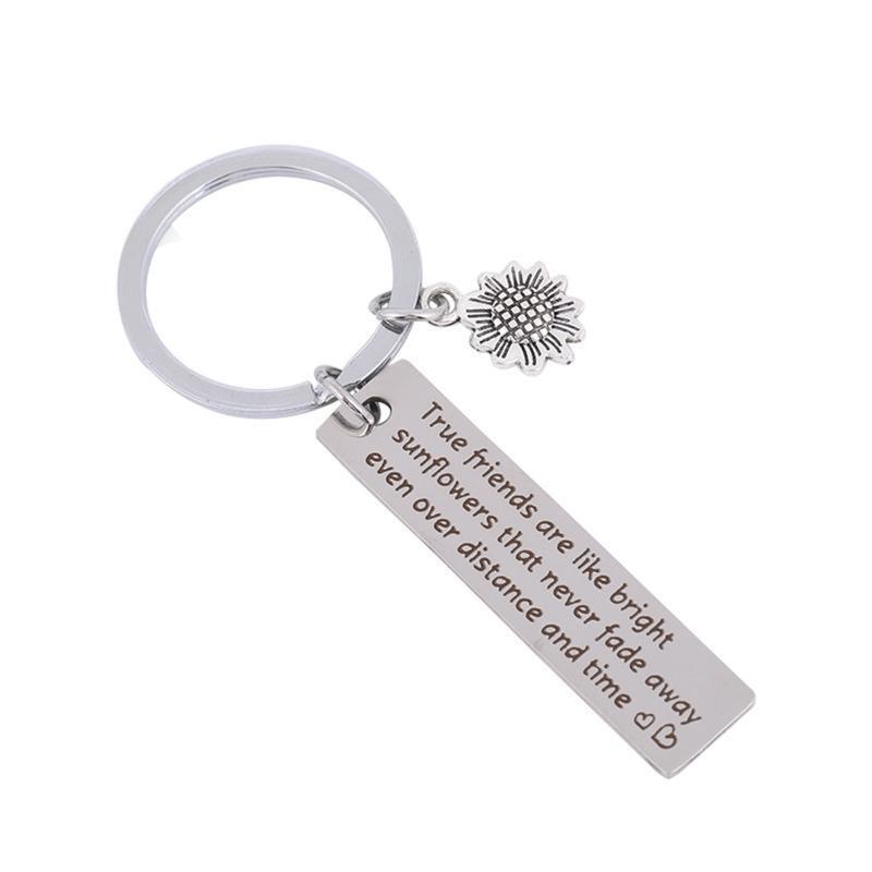 Portable Keychain Stainless Steel True Friends Lettering Gift for Women Men Teen