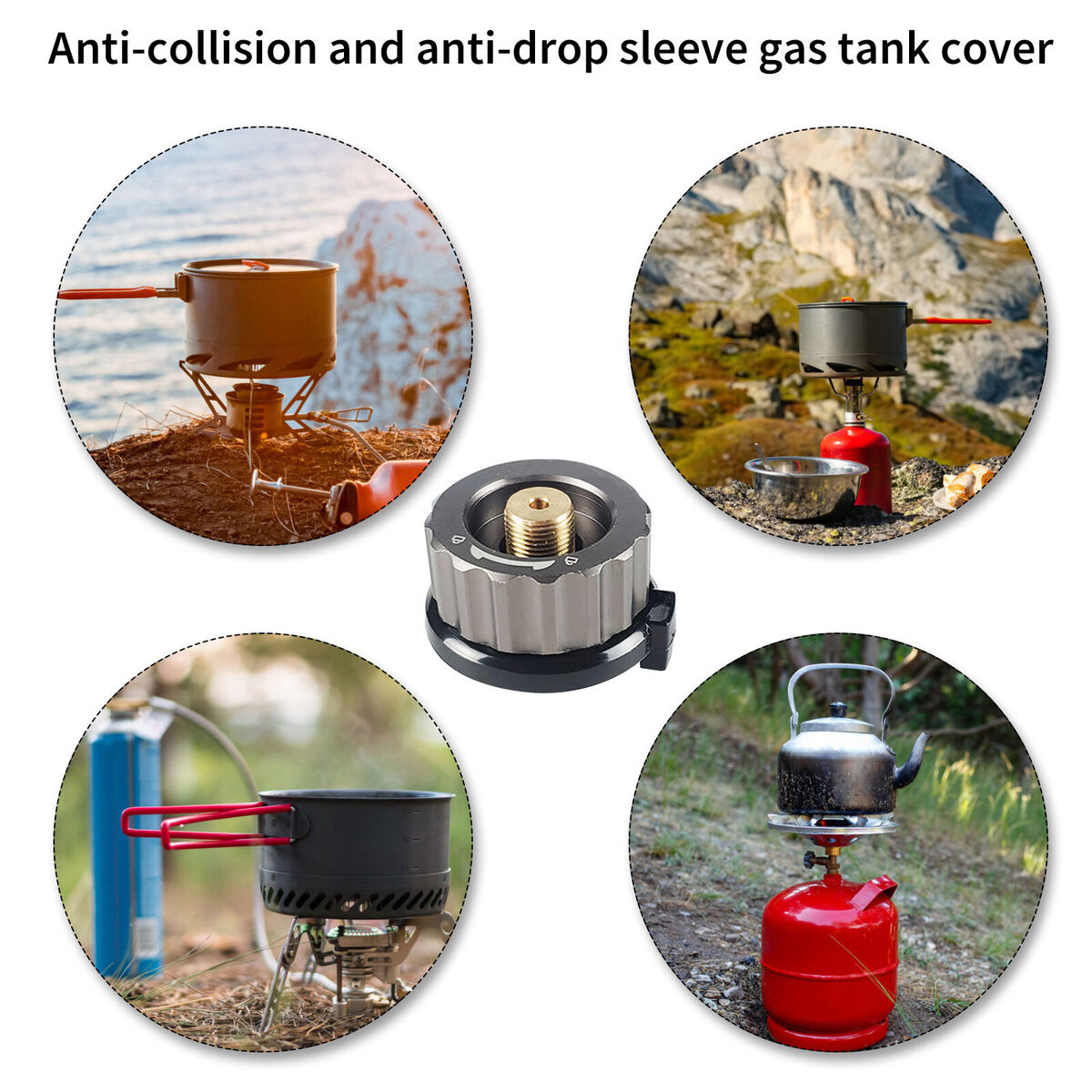 Black Camping Stove Adapter Gas Adapter Converter & Auto-Closer Function