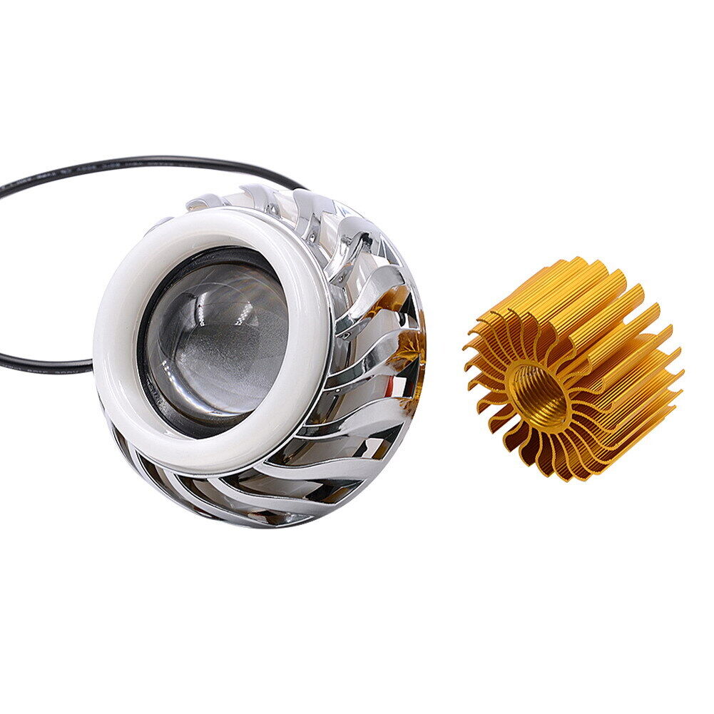 Dual Halo Motorcycle 12V-85V Projector Hi/Lo Beam LED Red Blue Halo