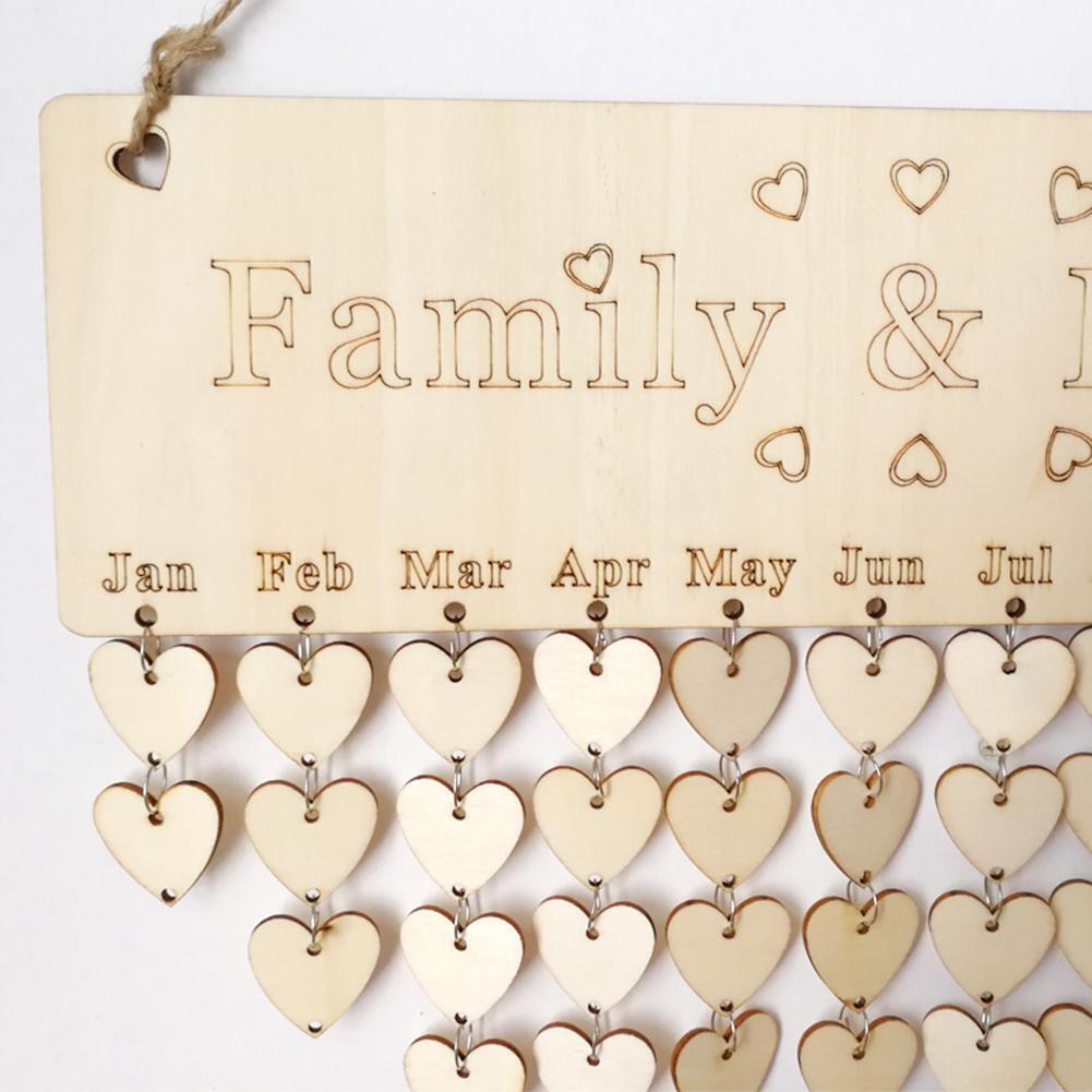 Wooden Family Friends Date Reminder Sign DIY Calendar Board Home Decor(Love