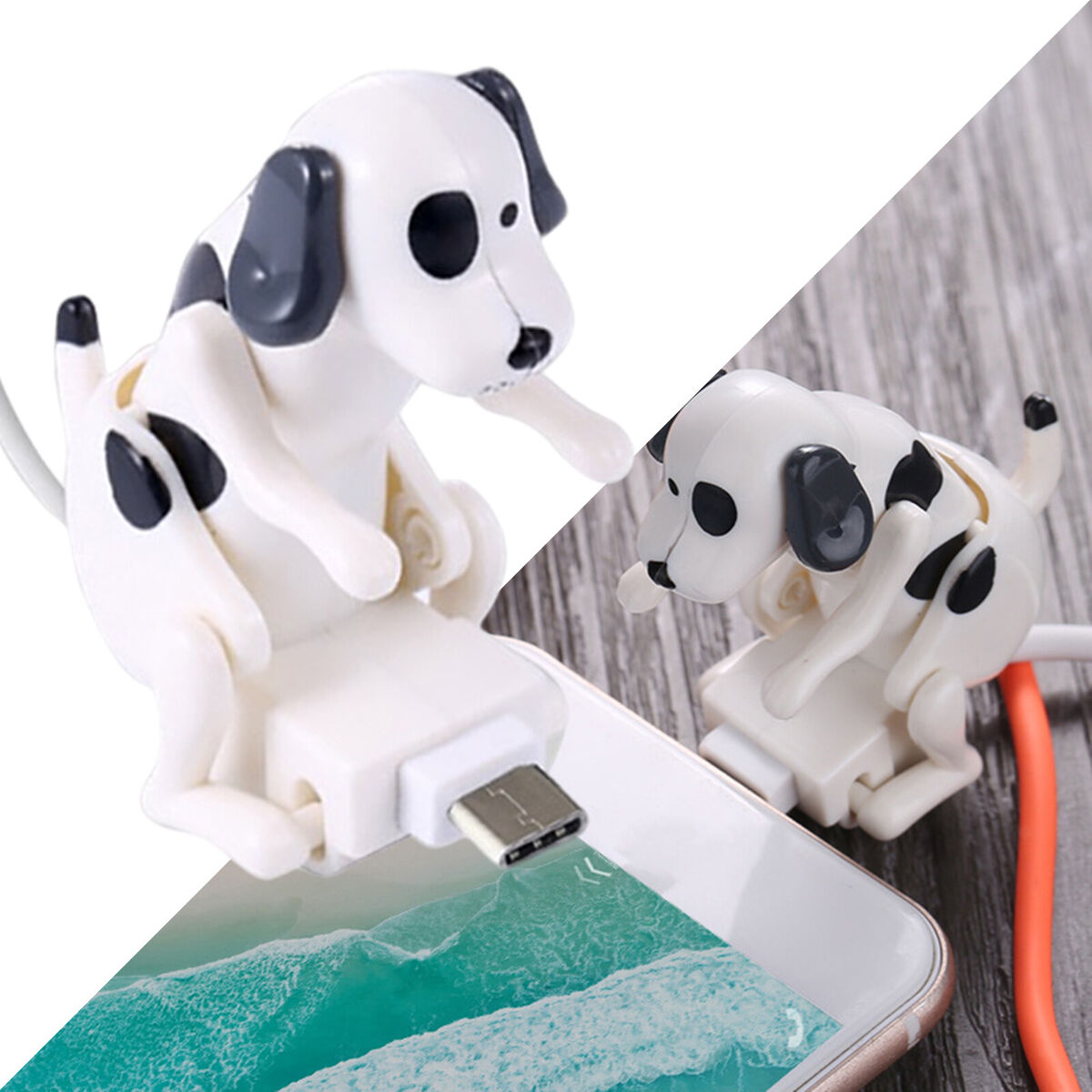 Creative Humping  Dog Charging Cable for Android Phone Gift White