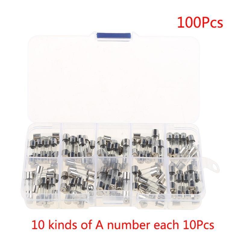 100 Pieces Fuses Tubes 250V Quick Blow Car Glass Tube Fuse Replacement Parts