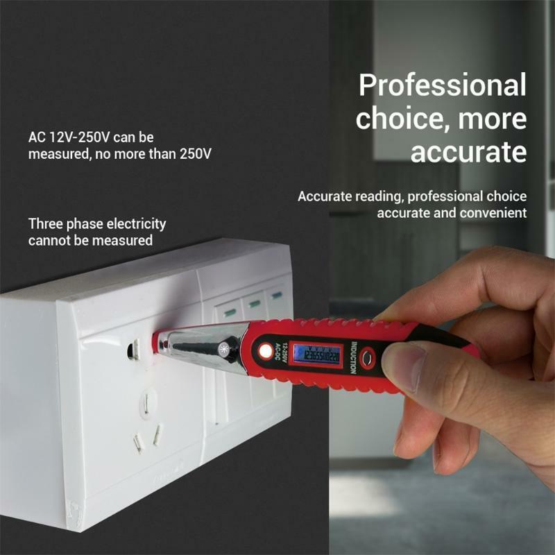 AC DC 12-250V Digital Voltage Tester Pencil Electric Pen Voltage Detector Meter