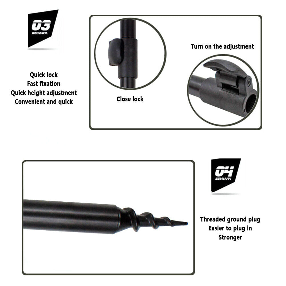 Carp Fishing Aluminum Bankstick for Buzz Bar Bite Alarm Rod Rest (60-100cm)
