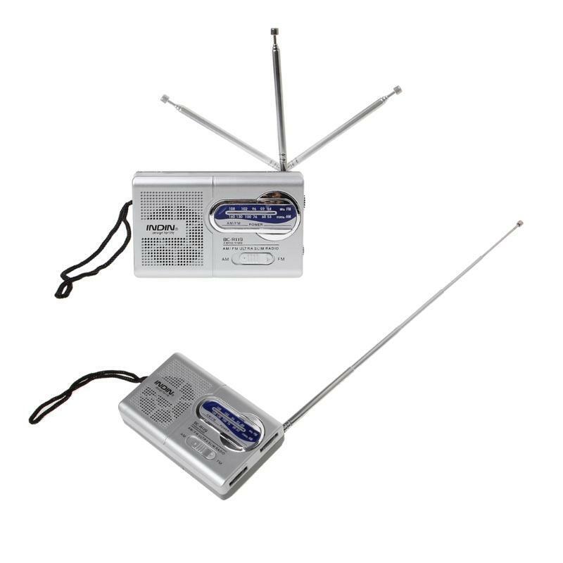 BC-R119 Portable Mini Radio 2-Band AM FM World Receiver Retractable Antenna DC