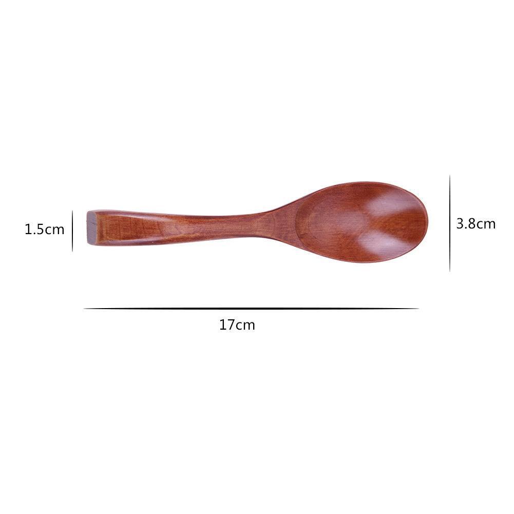 1pc Wooden Spoon Creative Lacquer Tableware Porridge Soup Spoon(Brown)