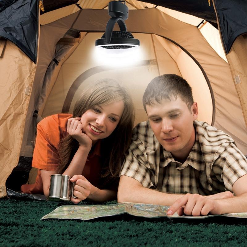 Portable Camping Fan with LED Lantern 4000mAh Battery Operated USB Desk Fan