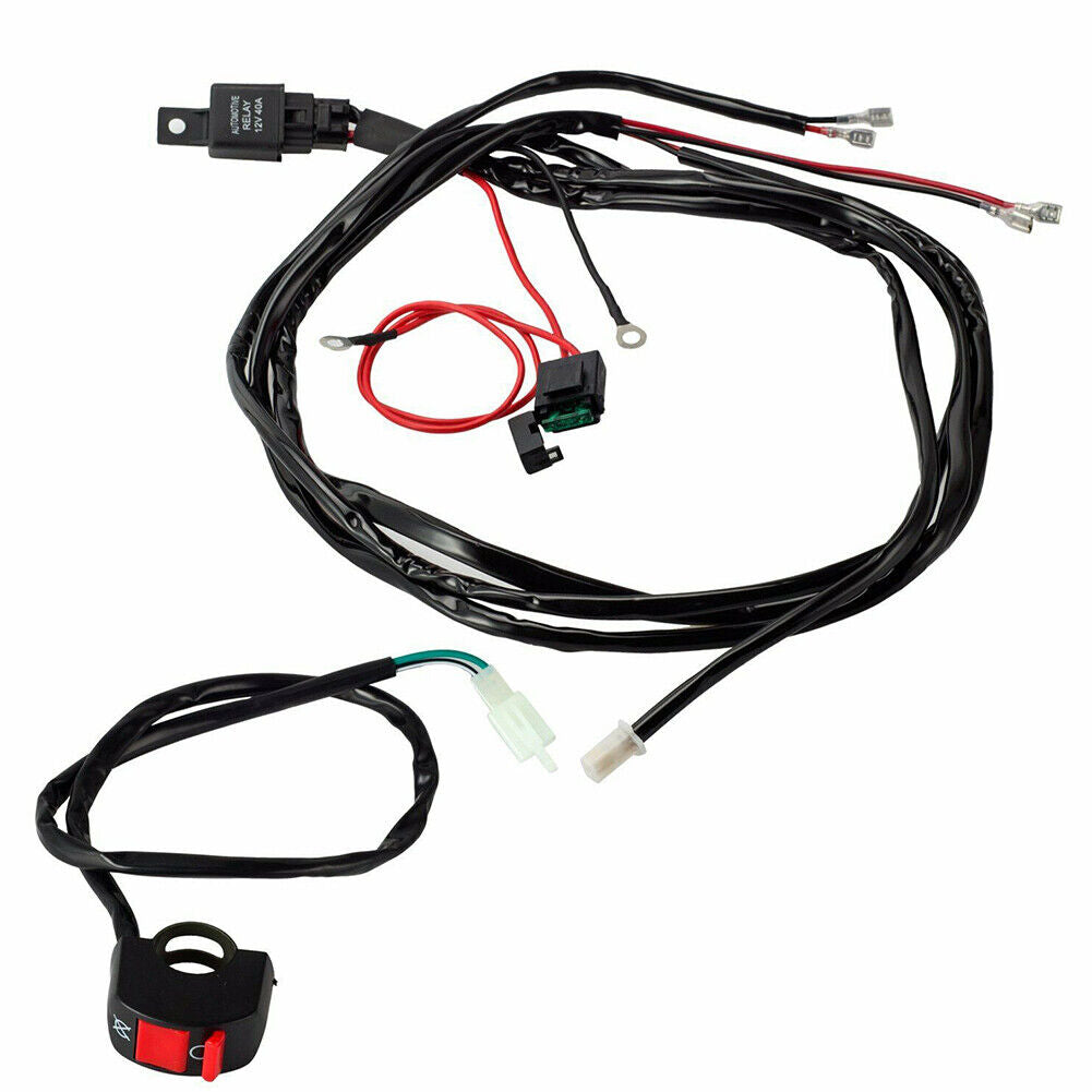 Motorcycle Fog Light Wiring Harness LED Lamp Headlamp Refit Switch Cable