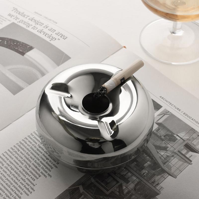 Windproof Ashtray with Lid Stainless Steel Donut-Style for Car Desktop Office