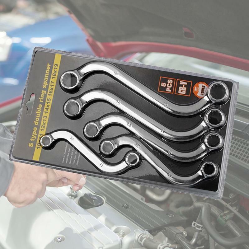 5x/Set S-Shaped Wrench Set Practical Double 12 Point Box Ends Wrench Repair Tool
