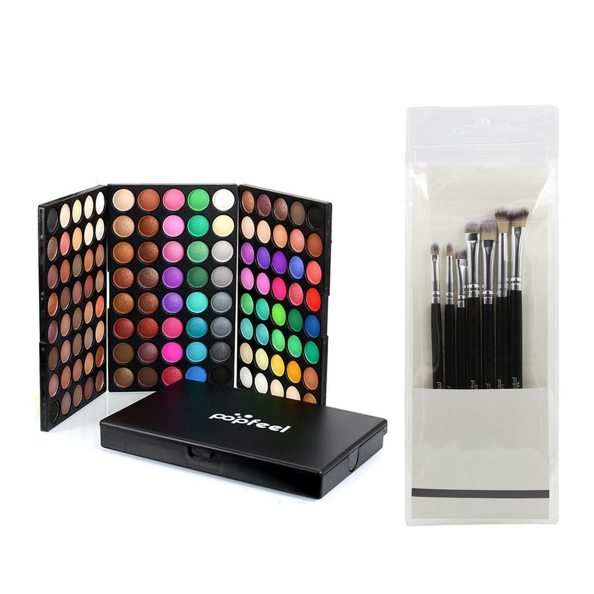 120  Eyeshadow  with 7 Brushes, Shimmer Matte Eye Shadows, Party