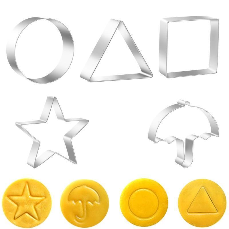 Metal Cookie Cutters Set Triangle Circle Star Umbrella Square 10 Pieces