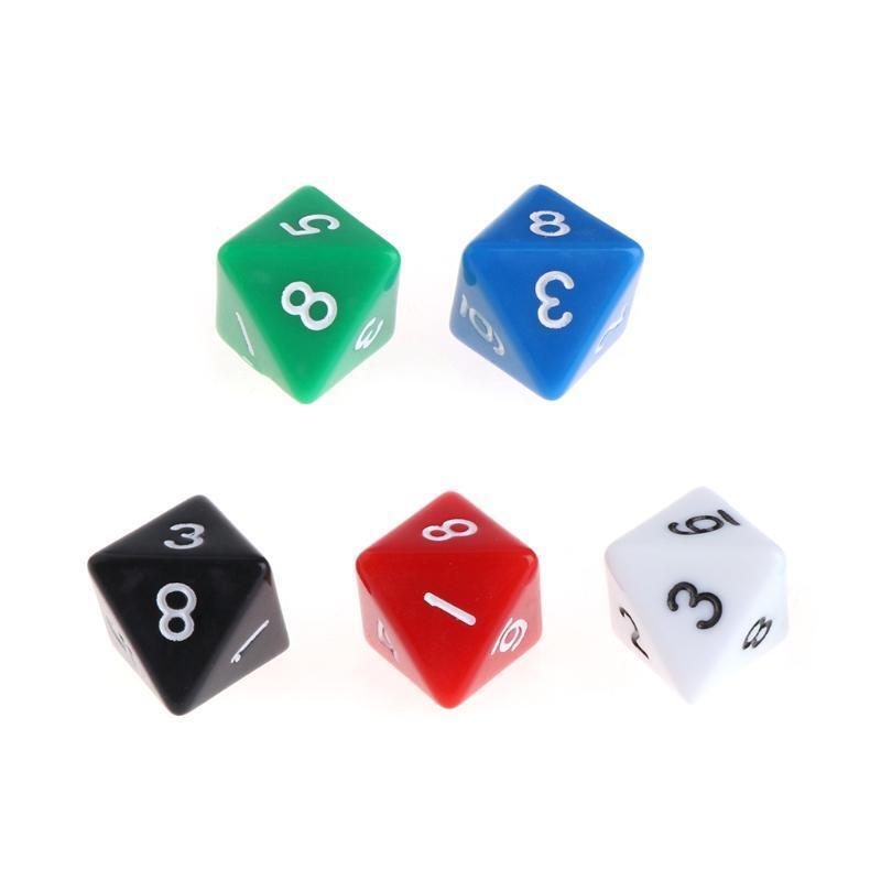 10pcs 8 Sided Acrylic Number Dice Family Party Bar Board Game DND Accessories