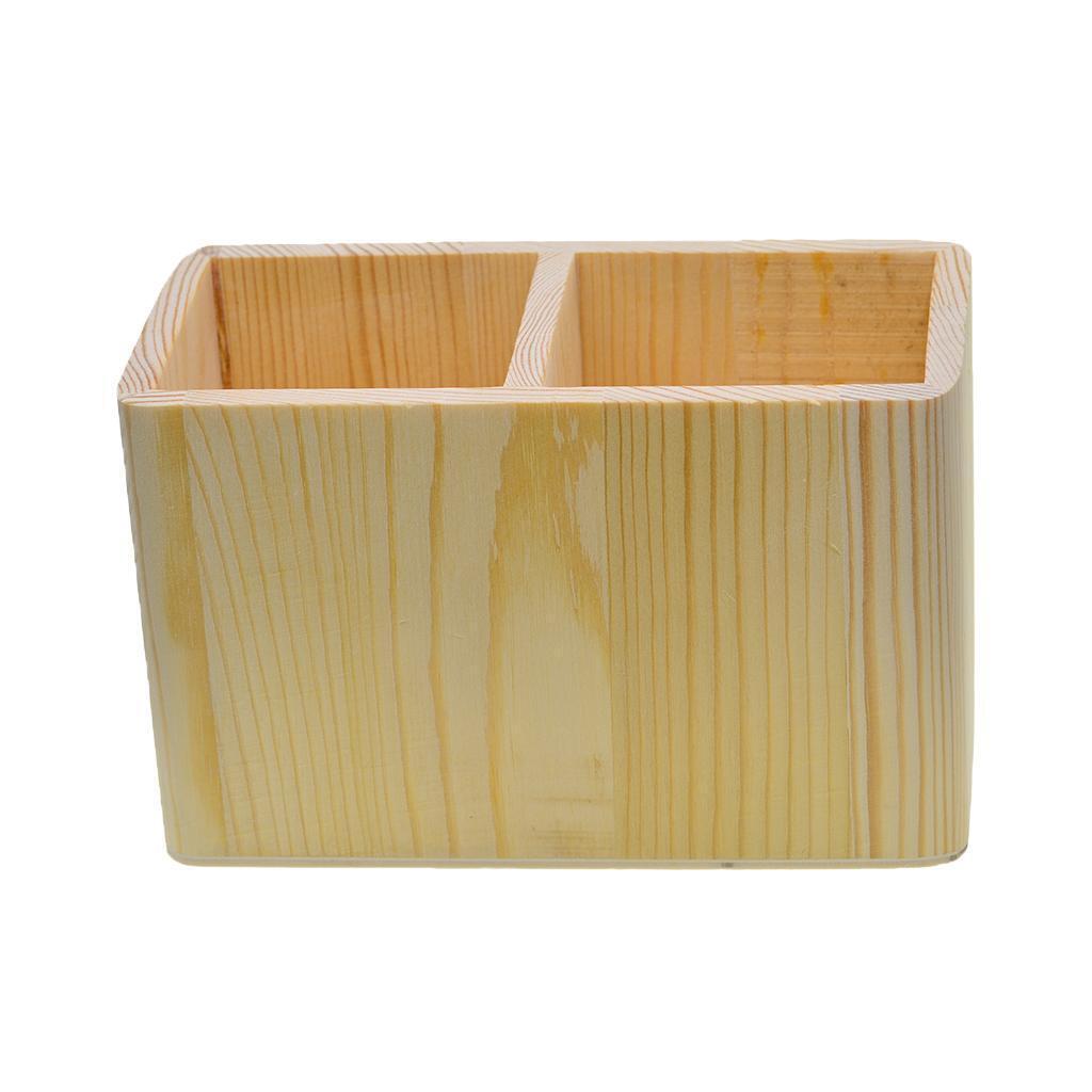 Wood Pen Pencil Holder Container Stationery Case Office Desktop Organizer