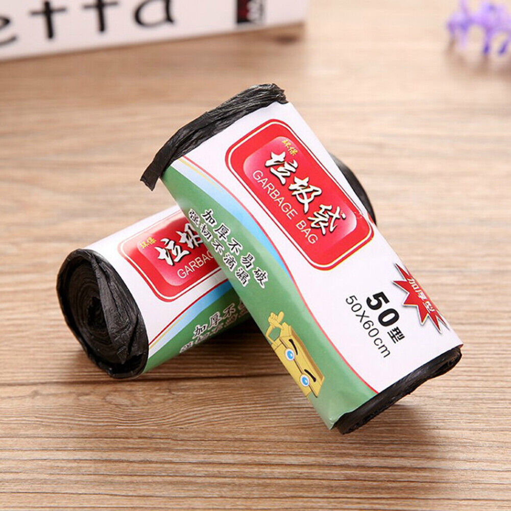 Black Portable Household Garbage Bags Home Waste Trash Bags Large Rolls