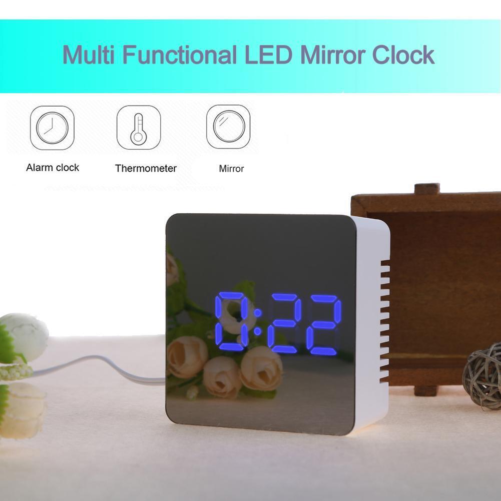TS-70 Multi-function Digital LED Mirror Clock Alarm with Temperature Snooze