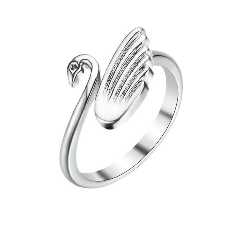Swan Crochet Loop Ring Adjustable Braided Ring Open Finger Ring Knitting Jewelry