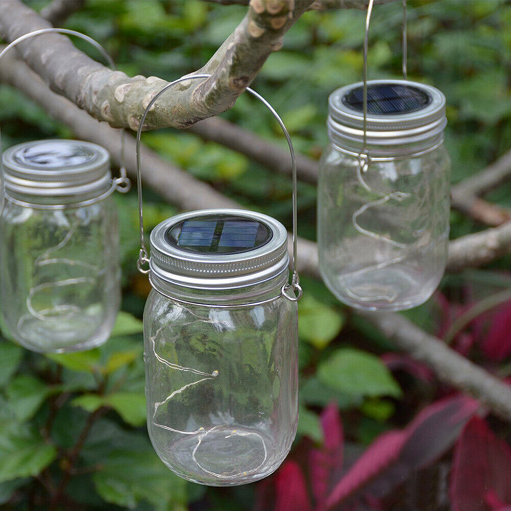 LED Solar Fairy Mason Jar Light Party Wedding Garden Decor Lamp (Handle)