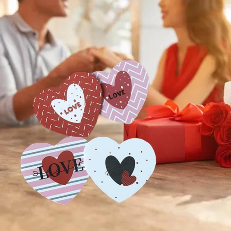 Mini Heart Shape Folding Greeting Cards Set of 120 Paper Blessing Card