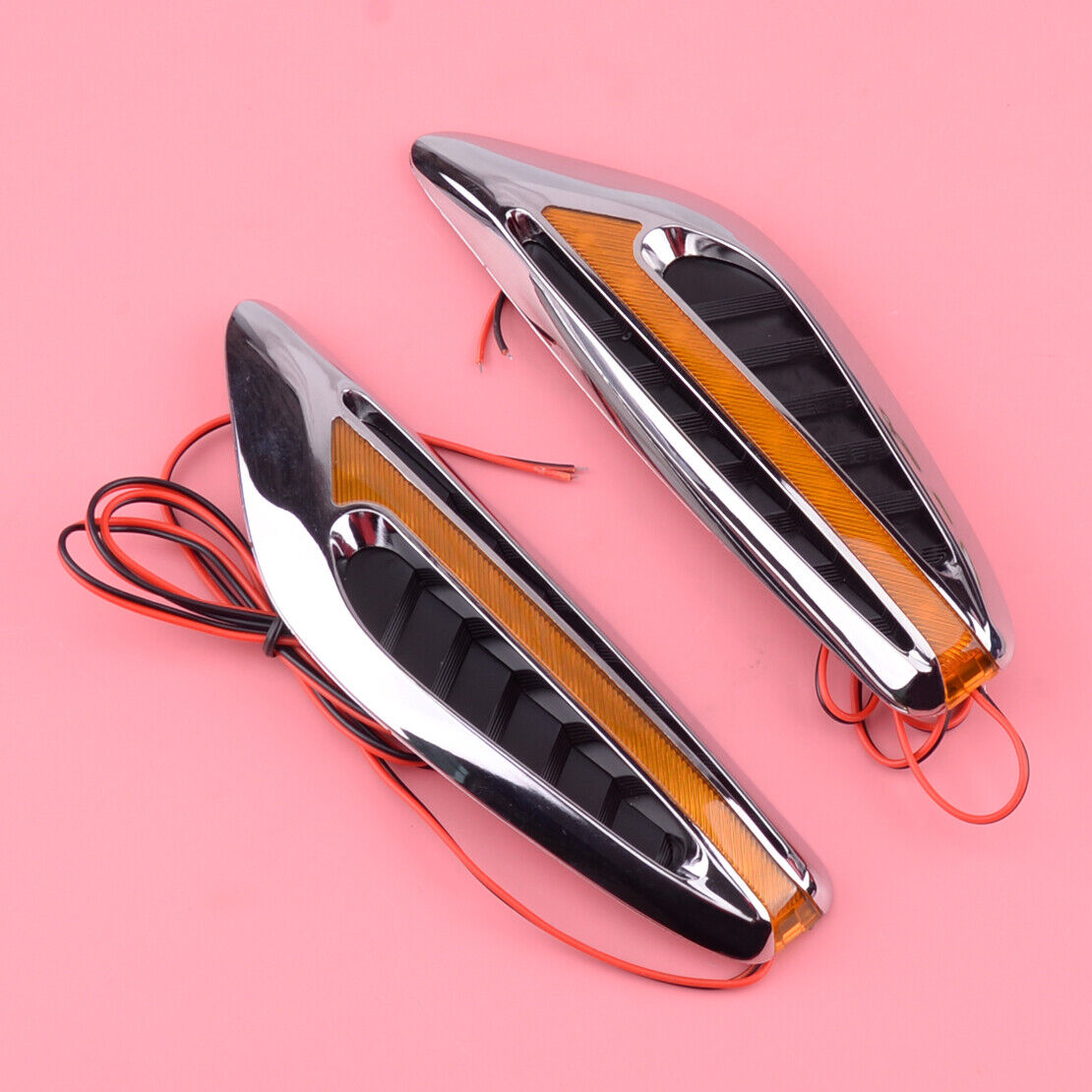Shark Blade Car Fender Side Marker Light Turn Signal Lamps Indicator Yellow