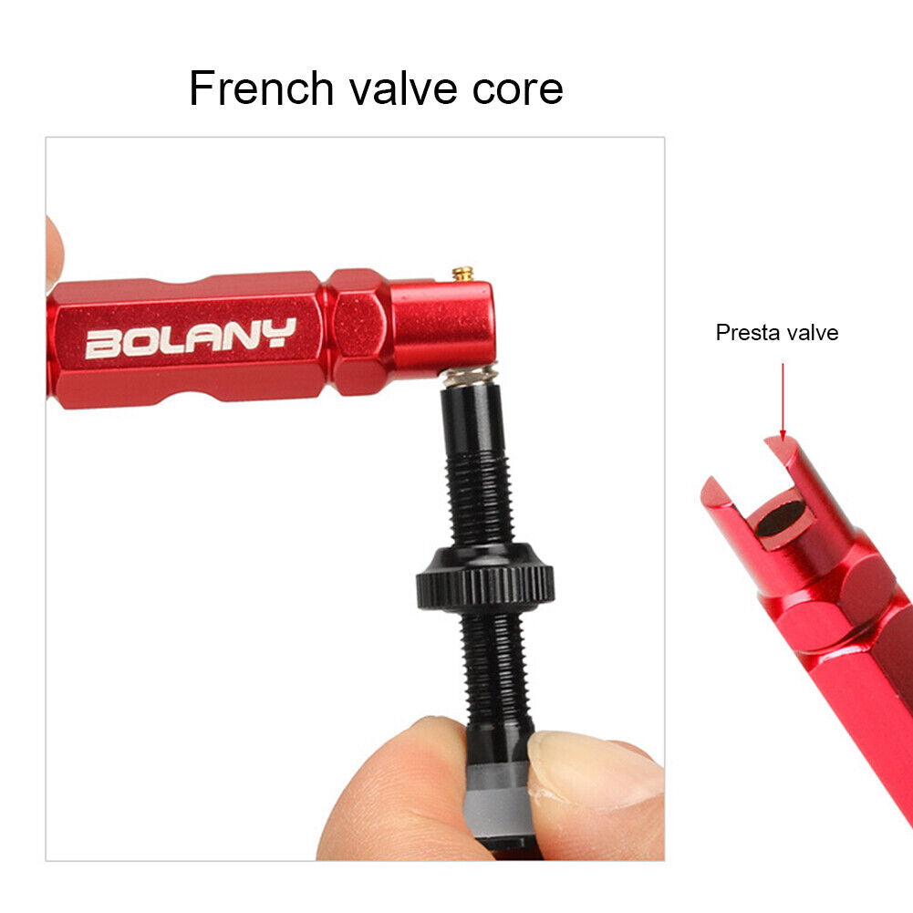BOLANY Double Head Bike Presta American Valve Core Remover Wrench (Red)