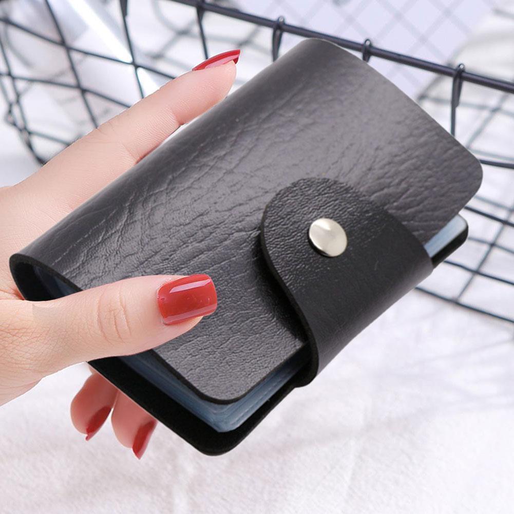 Solid Color 12 Slots Card Holder Wallet Women Men Business Cards Bags (5)