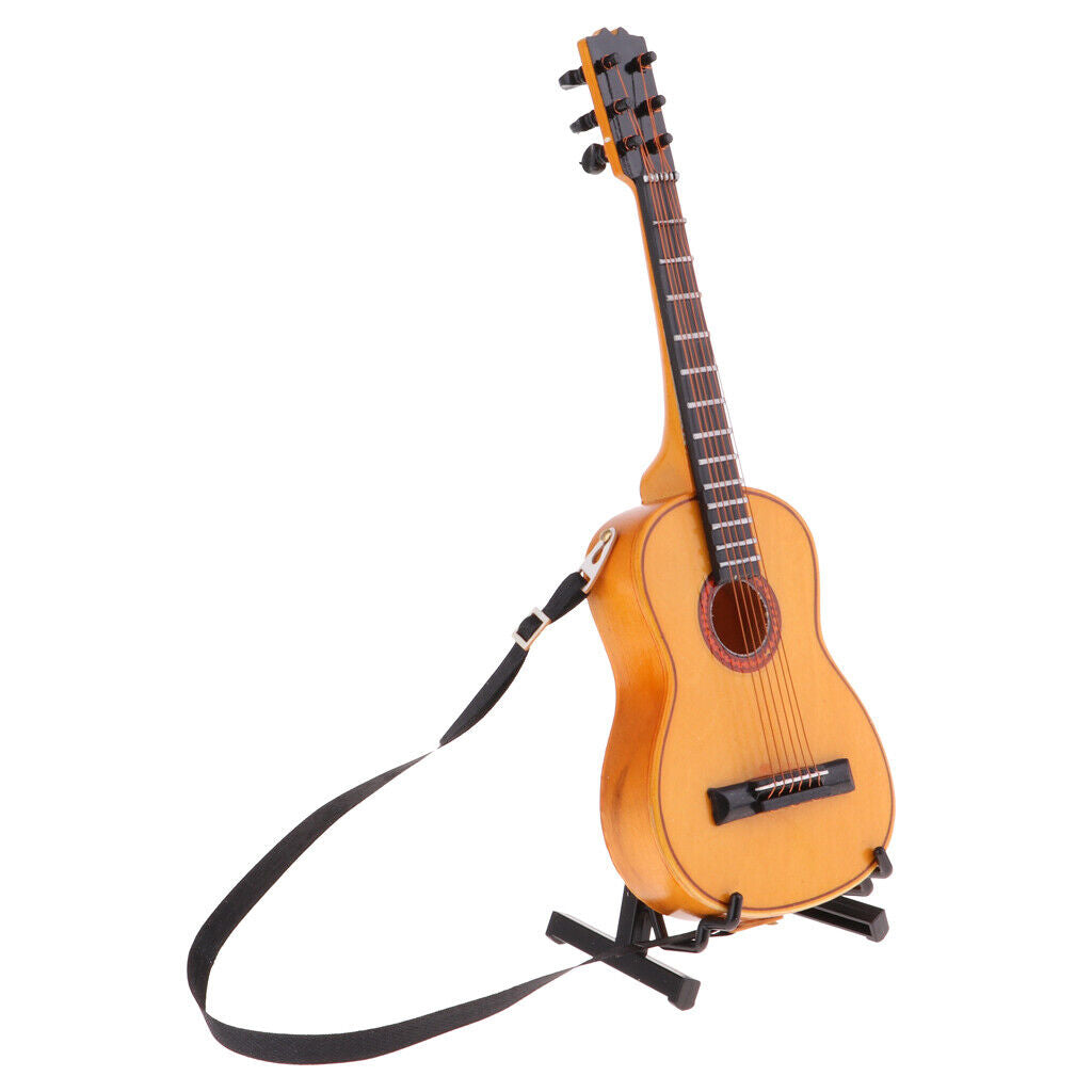 1/6 Scale Handcrafted Wooden Folk Electric Guitar  With Display Stand