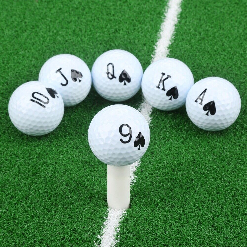 6PCS Simple Use Golf Balls Unique Design Poker Pattern Golf Club Professional