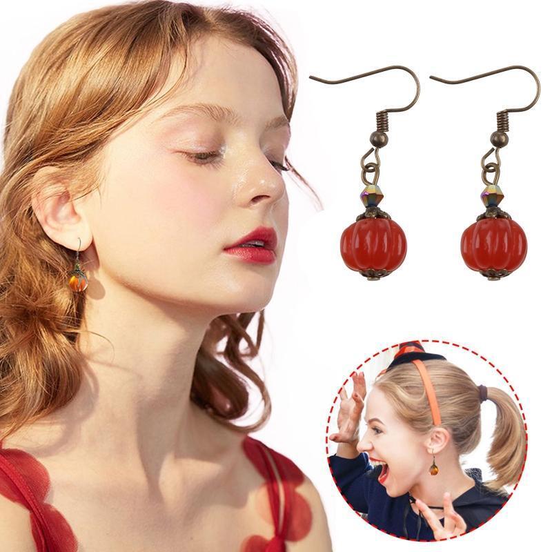 Halloween Metal Pumpkin Earrings Sparkly Pumpkin Perfect for Fall Ear Jewelry
