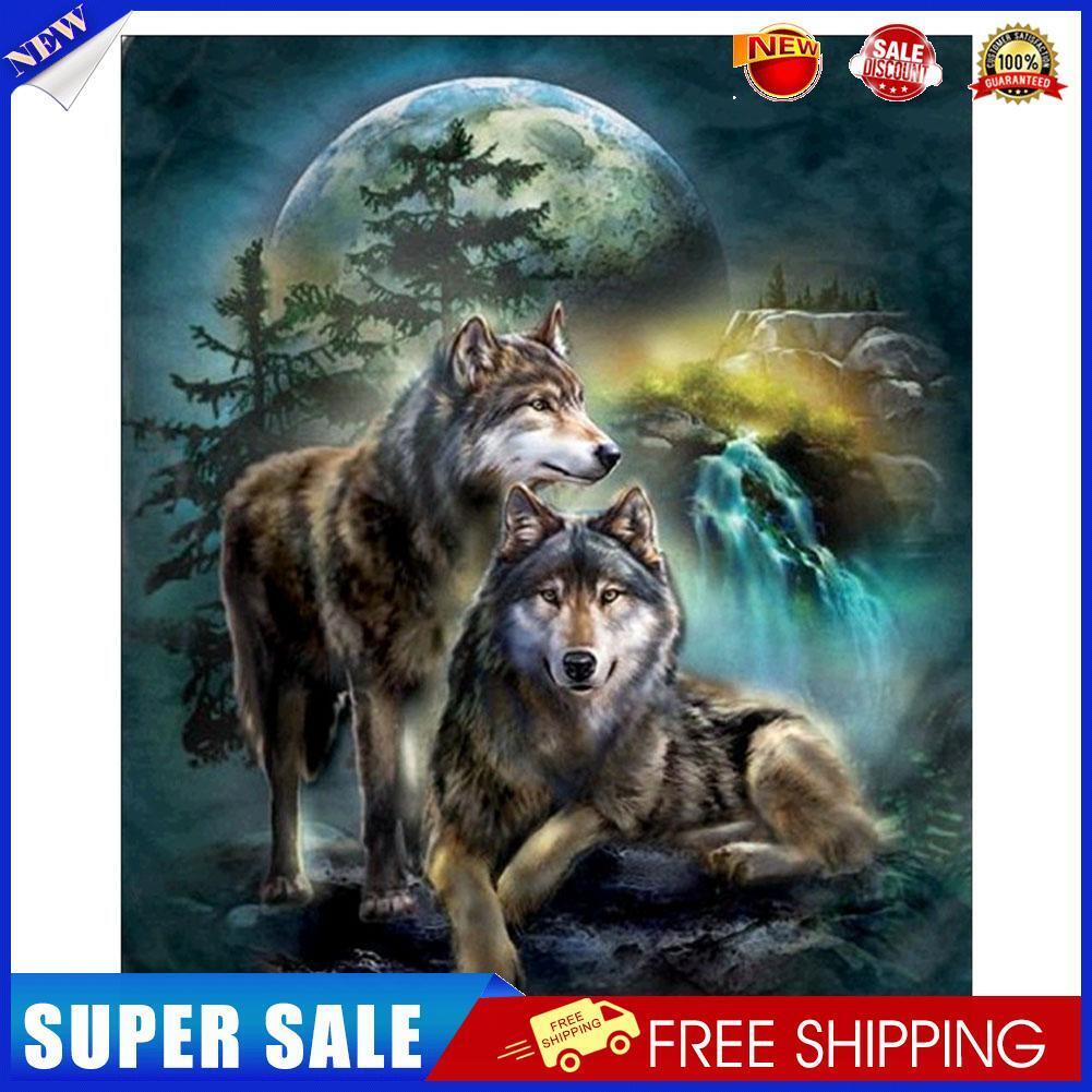 Wolf 5D DIY Round Full Drill Diamond Painting Embroidery Kits Needlework
