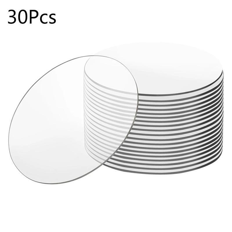 0.08 Inch Thickness Round Clear Acrylic Panel Disc for LED Light Base Craft 30PC