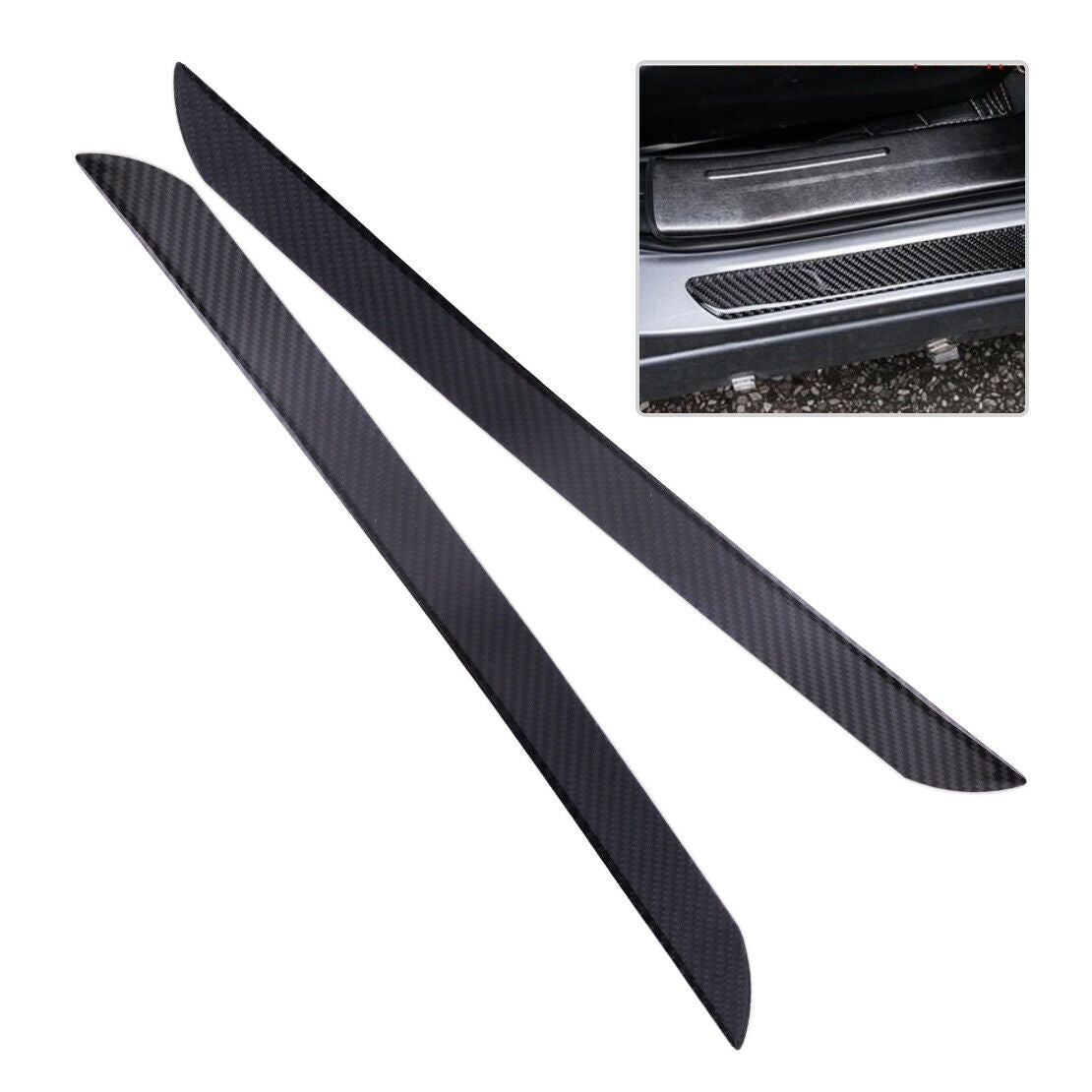2 19" Carbon Fiber Car Door Scuff Plate Sill Cover Panel Step Protector Guard Li