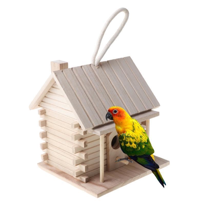 Wood Bird House with Perch Small Birdhouse to Paint Wooden Sleeping Nest