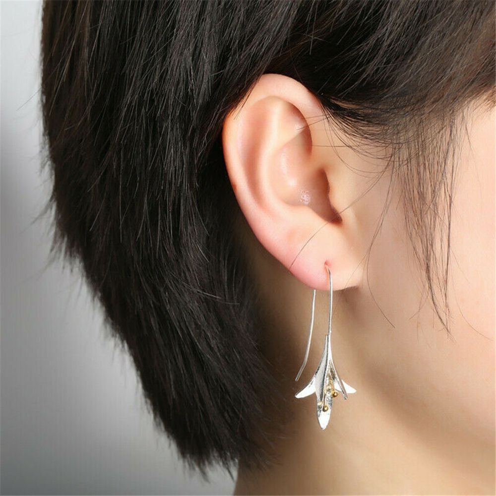 Women Drop Earrings Dangle Stud Jewelry Crack Shell Flower Petal Earrings