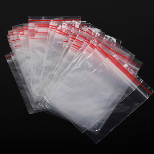 100PCS 10X7cm Resealable Zip Lock Plastic Bags Reseal Clear Clip