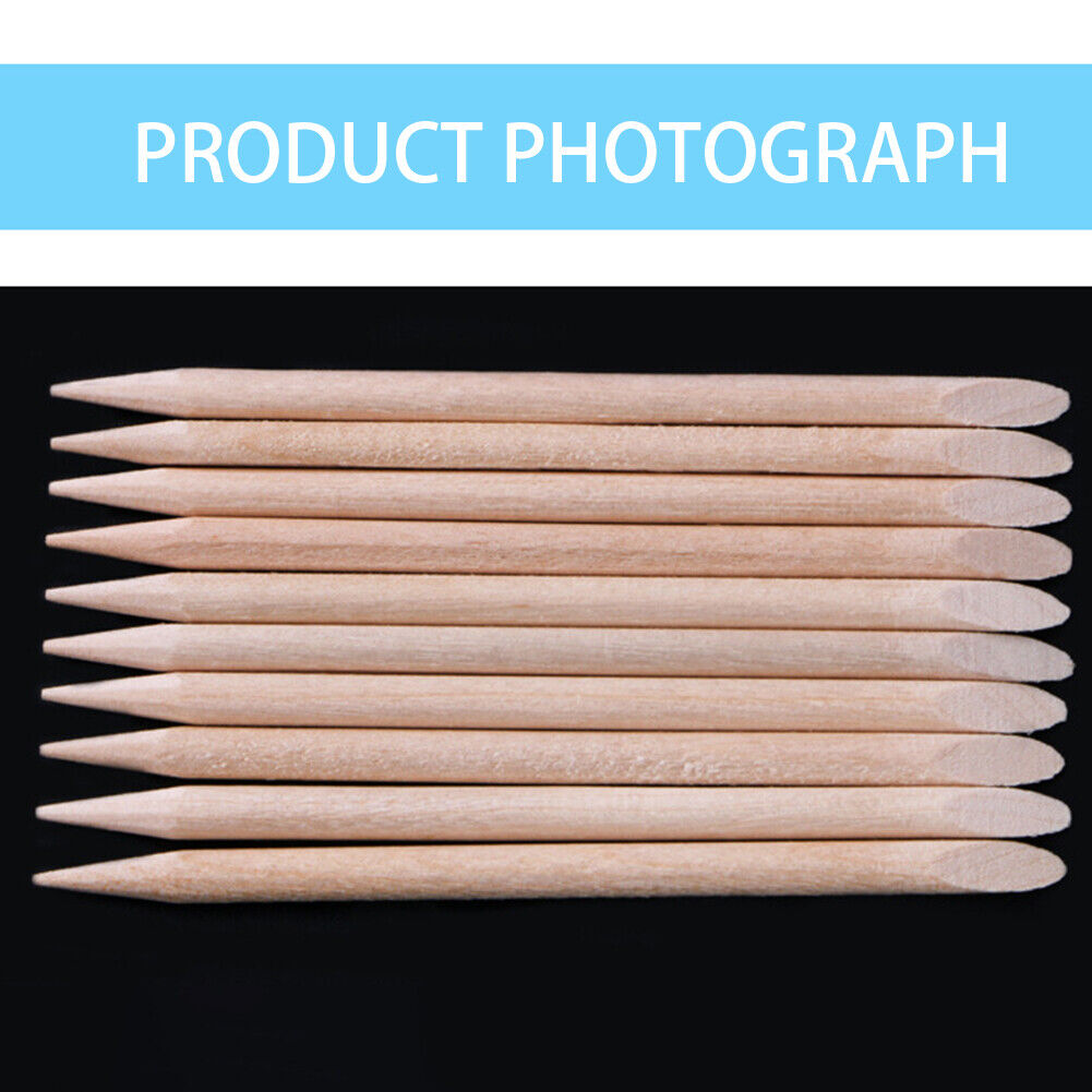 100pcs Double End Nail Art Wood Stick Cuticle Pusher Pedicure Manicure Tool