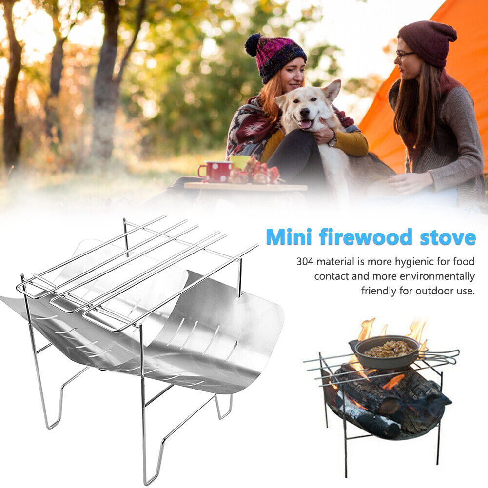 Portable Folding BBQ Grill Outdoor Barbecue Net Firewood Camping Stove Rack