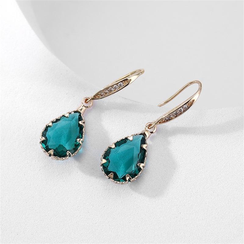 Birthstone Dangle Earrings Tourmaline Pendant Zircon Earring for Women Valentine