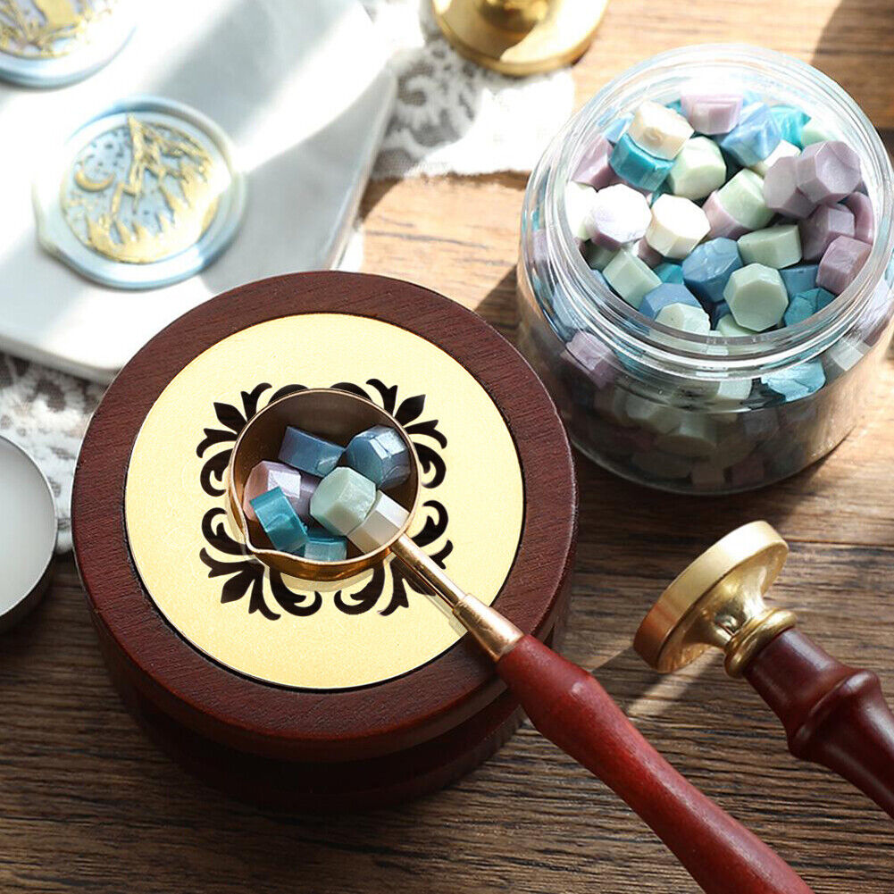 Wax Seal Furnace Wooden Frame Metal Pot Beads Sticks Melting Warmer Tool