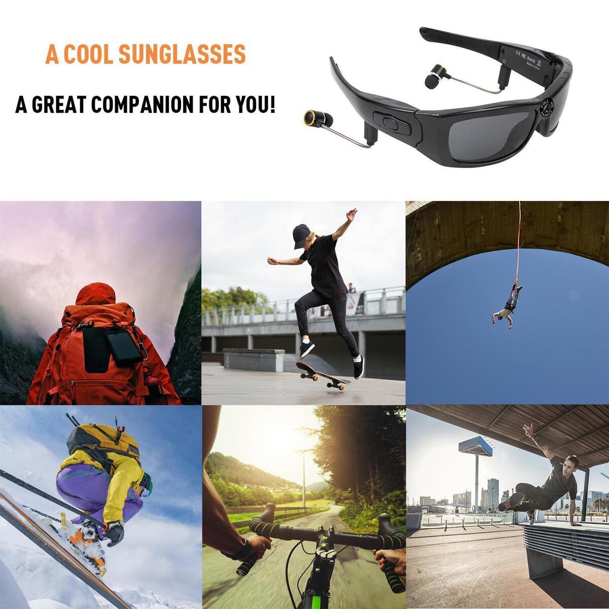 harayaa Wearable  Sunglasses Headphone Camera Wireless Glasses Mini DV